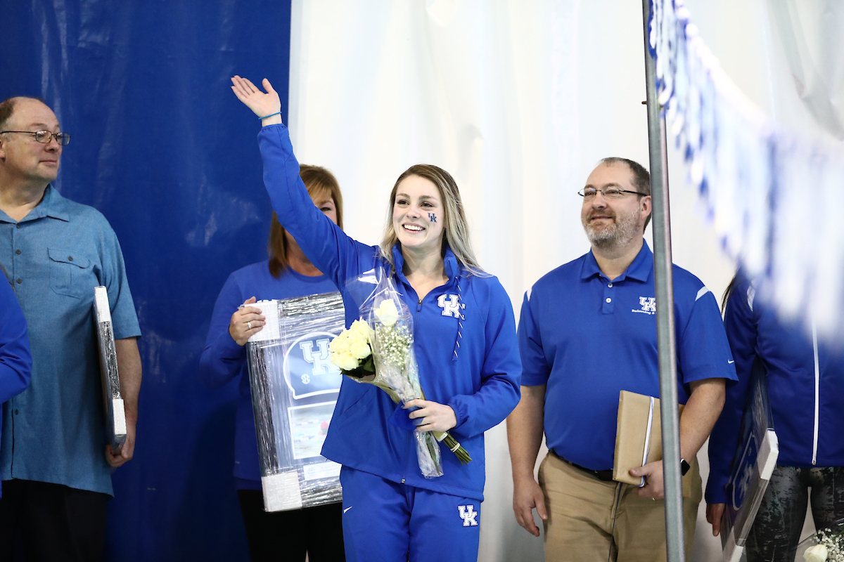 The UK men's and women's swim and drive teams beat Louisville on Senior Day at the Lancaster Aquatic Center on Saturday, January 26, 2019.

Photo by Elliott Hess | UK Athletics