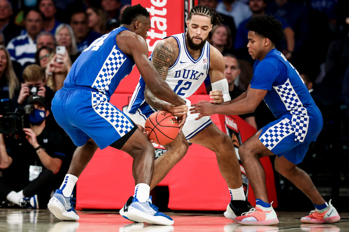 Oscar Tshiebwe. Sahvir Wheeler.

Kentucky loses to Duke 79-71 in the Champions Classic at Madison Square Garden in New York on Nov. 9, 2021.

Photos by Chet White | UK Athletics