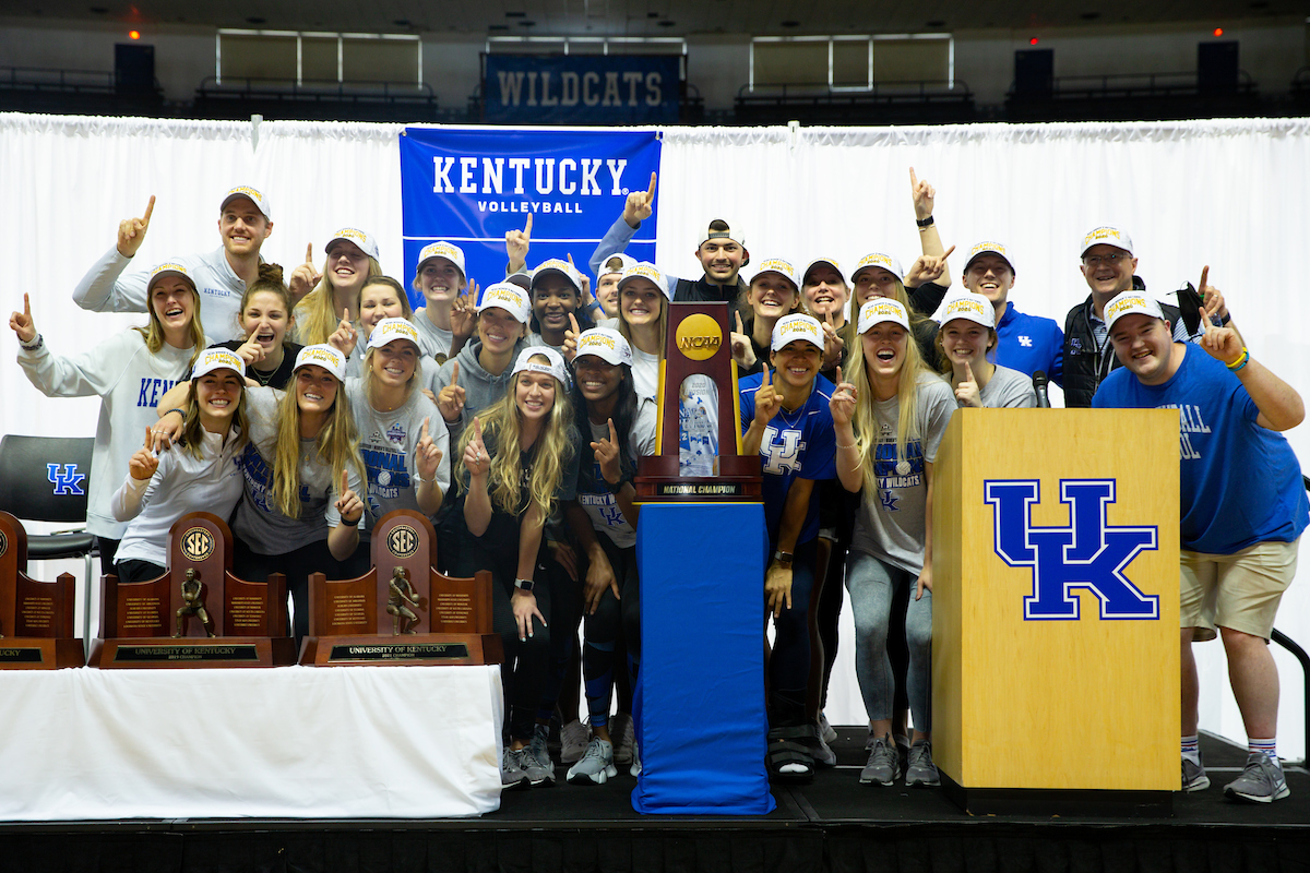 Team. Coaching Staff.Kentucky Volleyball returns from winning NCAA ChampionshipPhoto by Grant Lee | UK Athletics