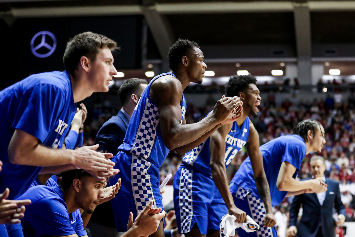 Brennan Canada. Dontaie Allen. Oscar Tshiebwe. Keion Brooks Jr. Lance Ware.

Kentucky beat Alabama 66-55.

Photos by Chet White | UK Athletics