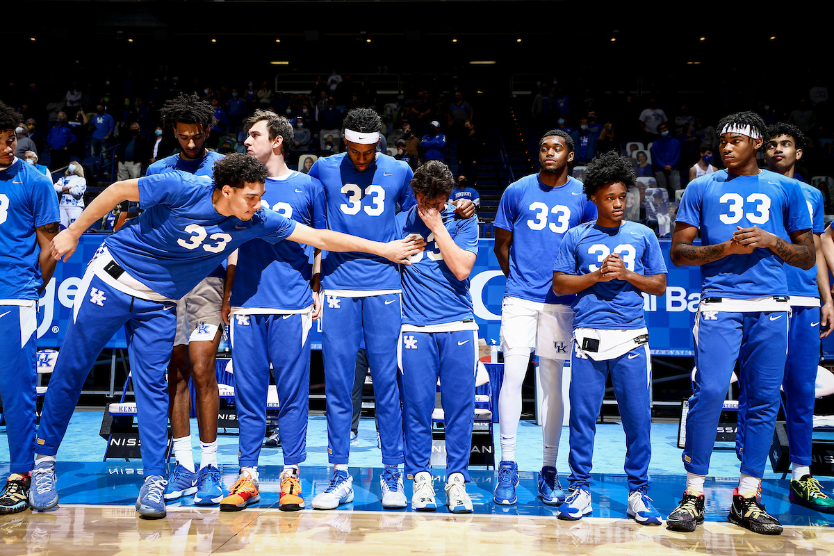 Dontaie Allen. Lance Ware. Olivier Sarr. Brennan Canada. Isaiah Jackson. Riley Welch. Keion Brooks Jr. Kareem Watkins. Cam’Ron Fletcher. Jacob Toppin.

Kentucky loses to Alabama, 85-65.

Photo by Chet White | UK Athletics