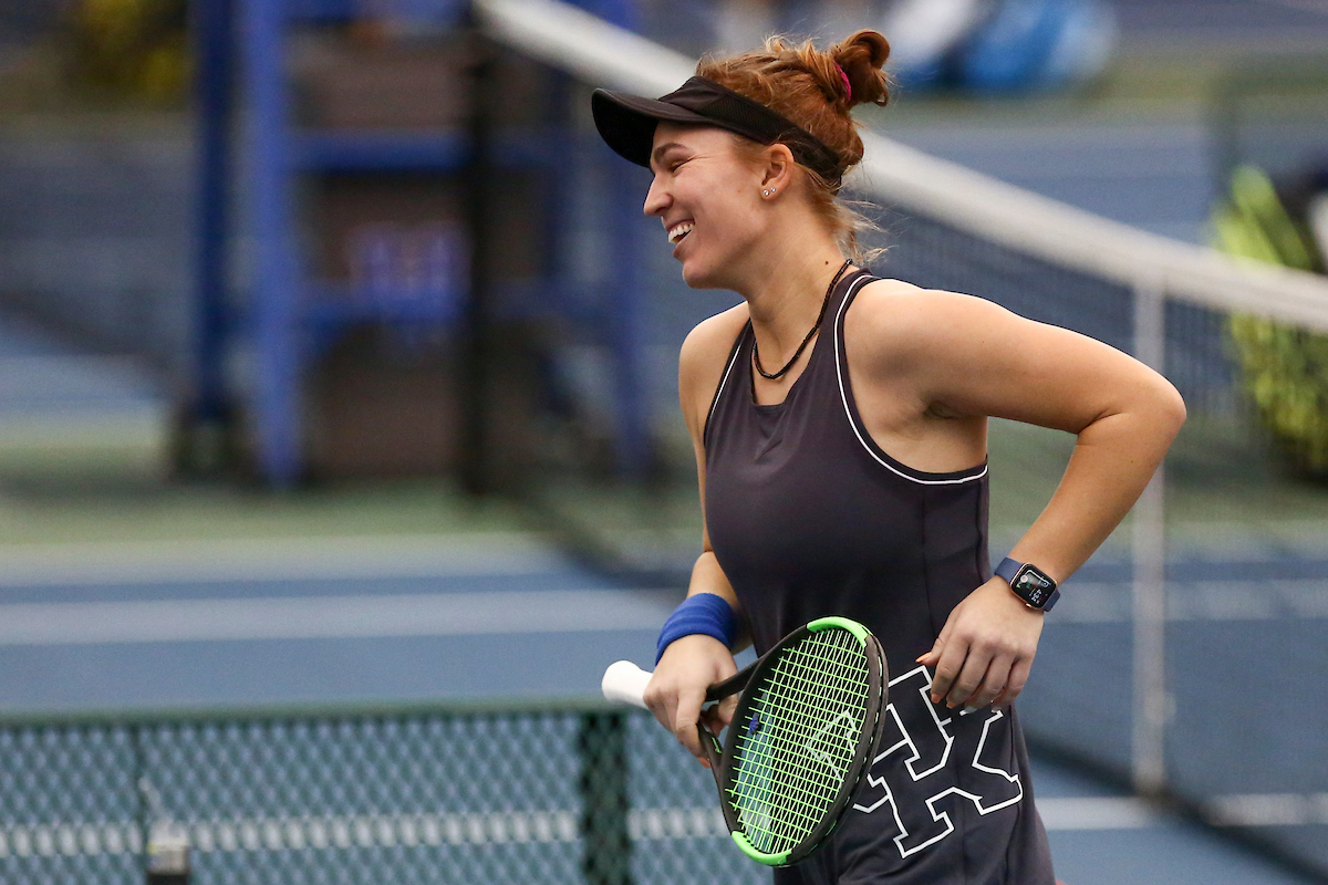 Akvile Parazinskaite.

Kentucky beat Texas A&M 4-3.

Photo by Hannah Phillips | UK Athletics