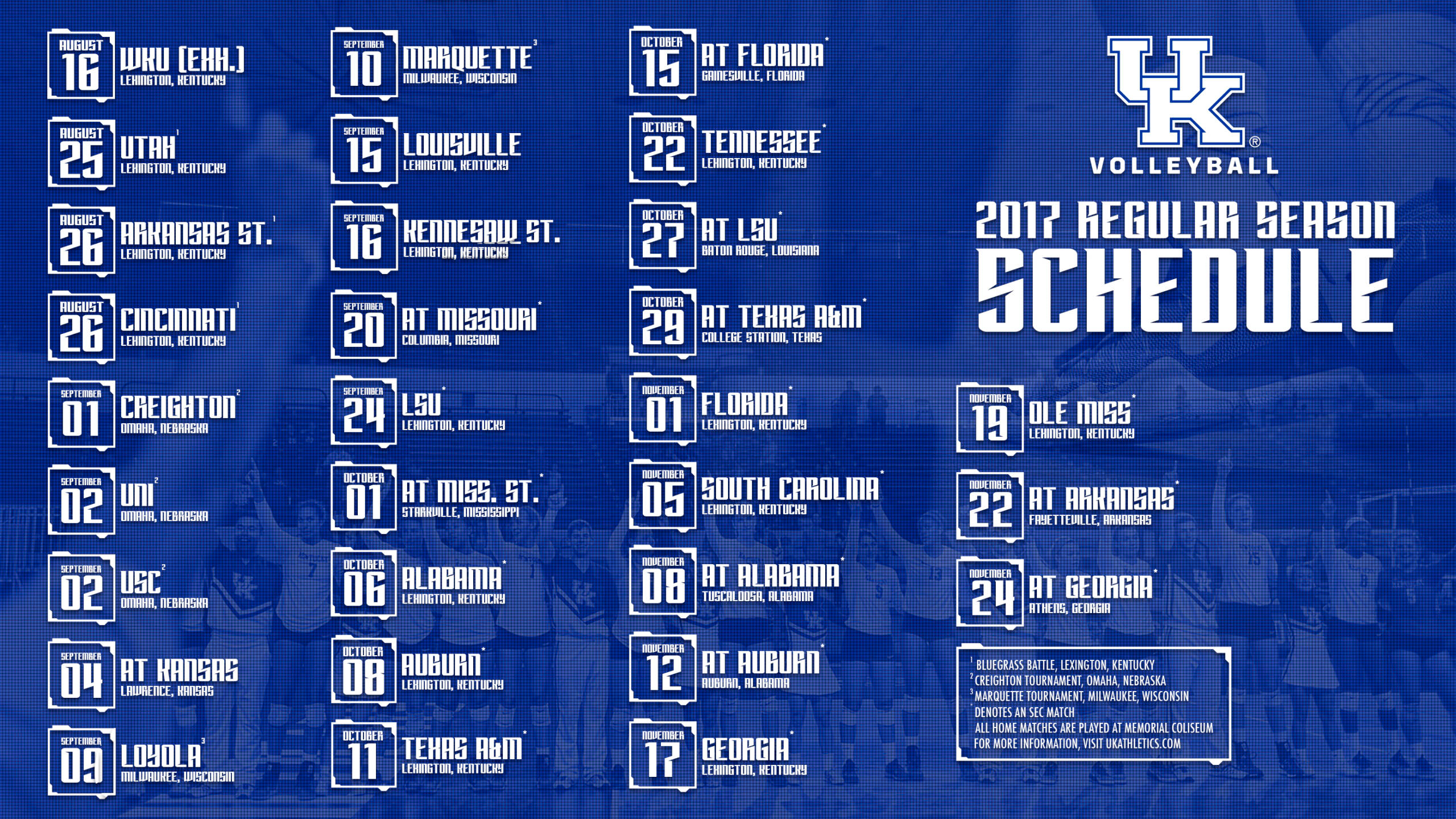 Kentucky Volleyball Releases 2017 Schedule