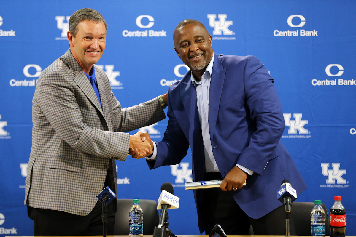Mitch Barnhart announces new head Track and Field coach Lonnie Greene. 

Photo by Britney Howard | UK Athletics