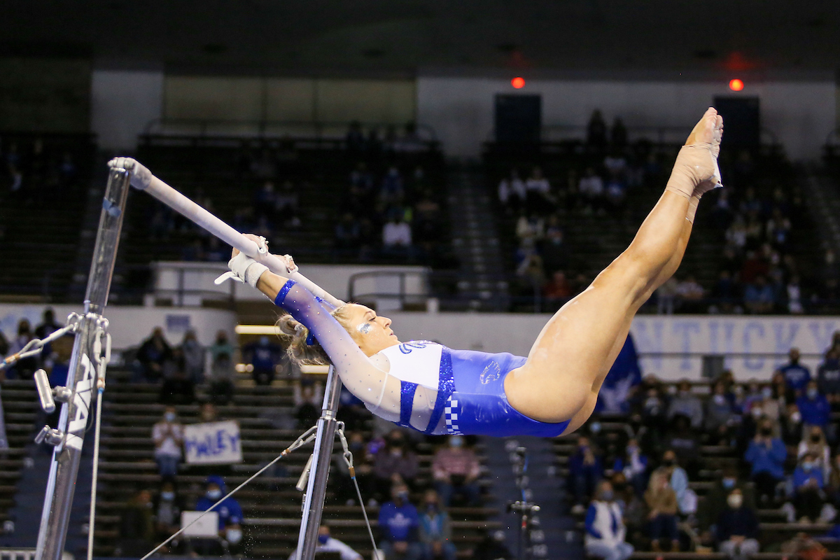 Hailey Davis.

Kentucky beats LSU 197.100 - 196.800

Photo by Hannah Phillips | UK Athletics