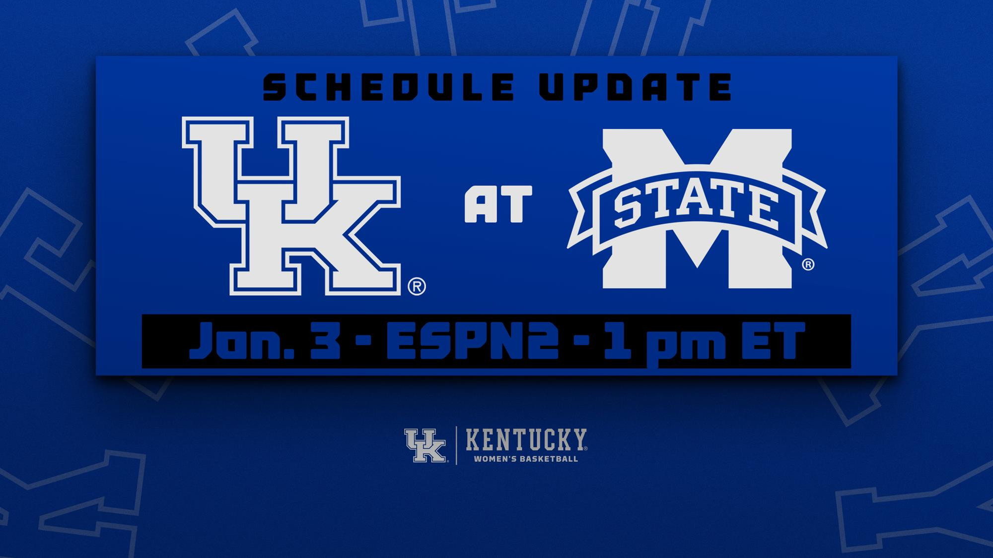 Kentucky at Mississippi State Moved Up to Sunday at 1 p.m. ET