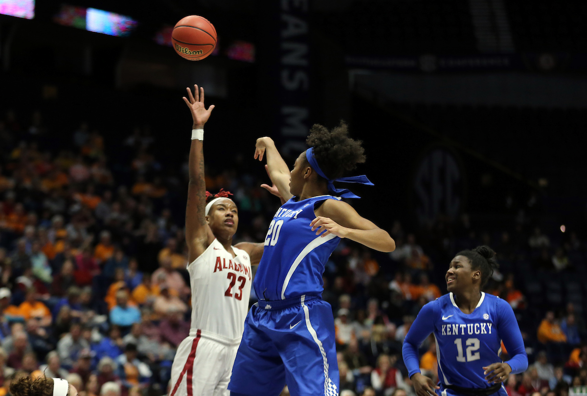 Dorie Harrison
The University of Kentucky women's basketball team beat Alabama in the SEC Tournament on Thursday, March 1, 2018 at Bridgestone Arena in Nashville, TN.

Photo by Britney Howard | UK Athletics
