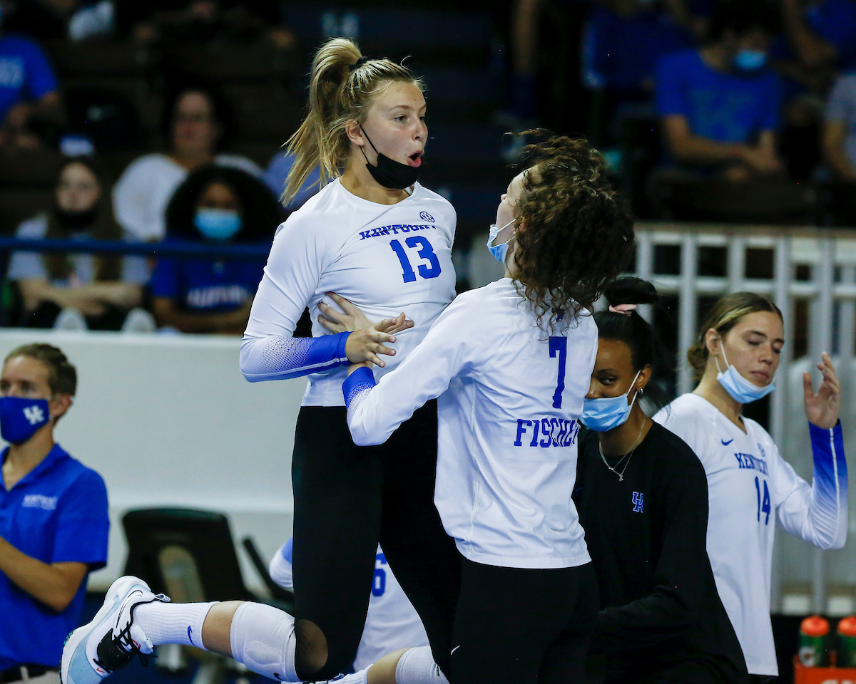 Erin Lamb and Sophie Fischer.

Kentucky beats USC 3 - 0.

Photo by Sarah Caputi | UK Athletics