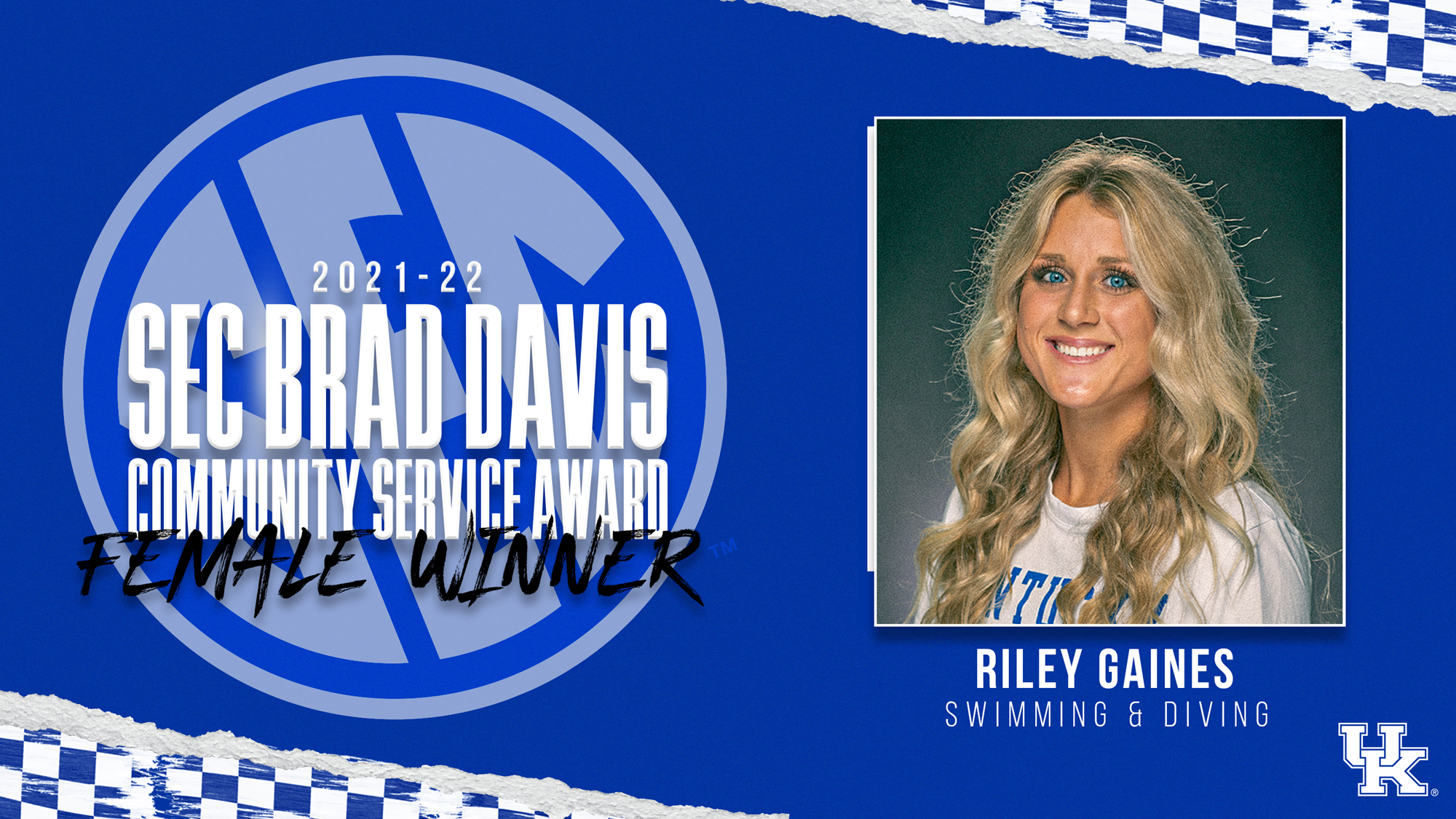Riley Gaines Named Brad Davis SEC Community Service Leader of the Year