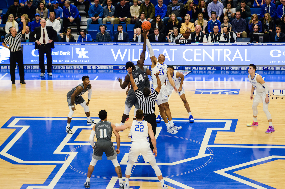 Tip-off.

Kentucky men's basketball defeated Mississippi state 76-55.

Photo by Eddie Justice | UK Athletics