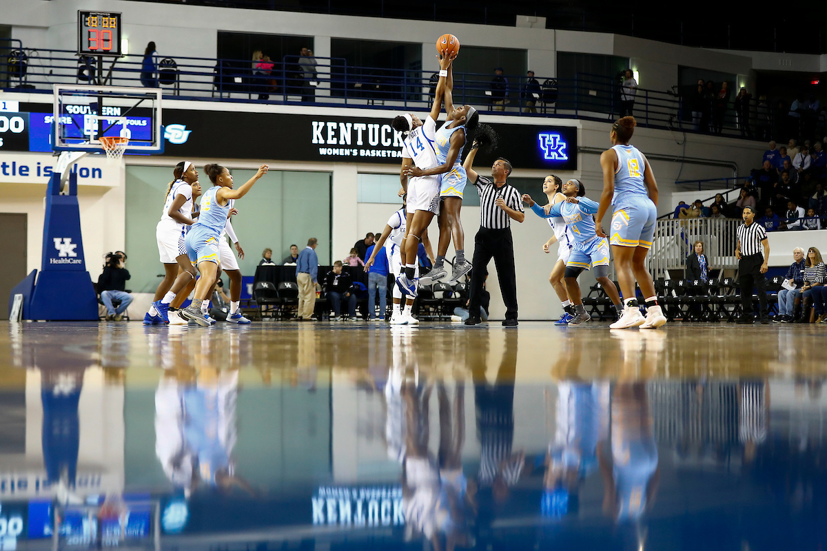 Tip off.Tatyana Wyatt.

UK women's basketball beat Southern 91-41.

Photo by Chet White | UK Athletics