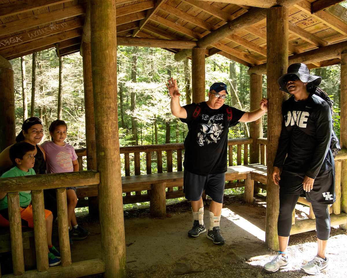 Niya Butts. 

WBB visits Natural Bridge in Red River Gorge.

Photo by Eddie Justice | UK Athletics