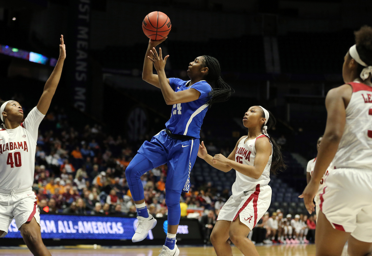 Taylor Murray

The University of Kentucky women's basketball team beat Alabama in the SEC Tournament on Thursday, March 1, 2018 at Bridgestone Arena in Nashville, TN.

Photo by Britney Howard | UK Athletics
