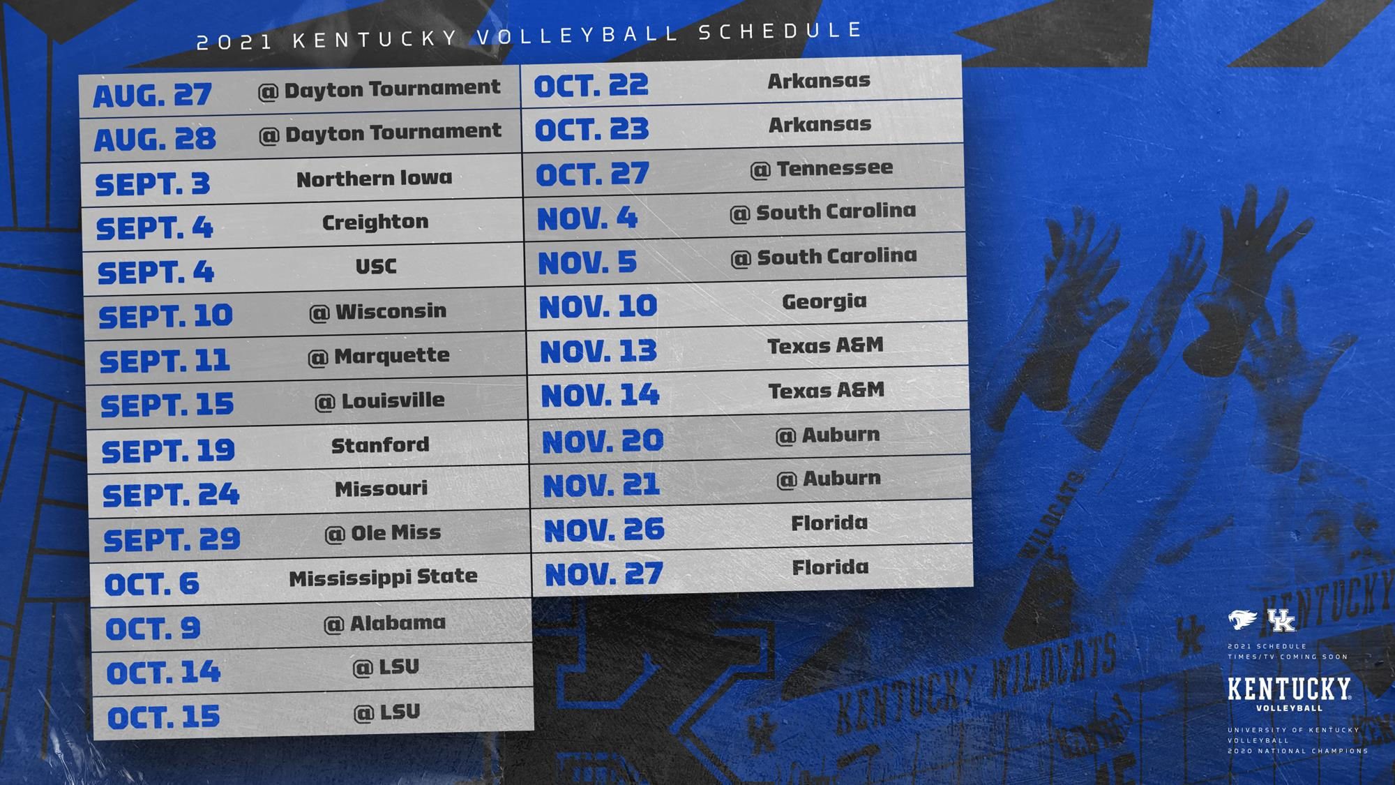 Kentucky Volleyball Releases 2021 Schedule, Ticket Information