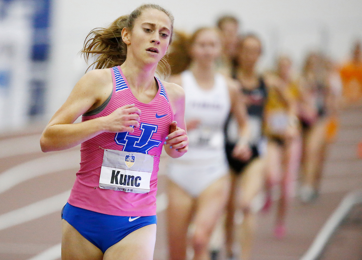 Katy Kunc.

The University of Kentucky track and field team competes in day two of the 2018 SEC Indoor Track and Field Championships at the Gilliam Indoor Track Stadium in College Station, TX., on Sunday, February 25, 2018.

Photo by Chet White | UK Athletics