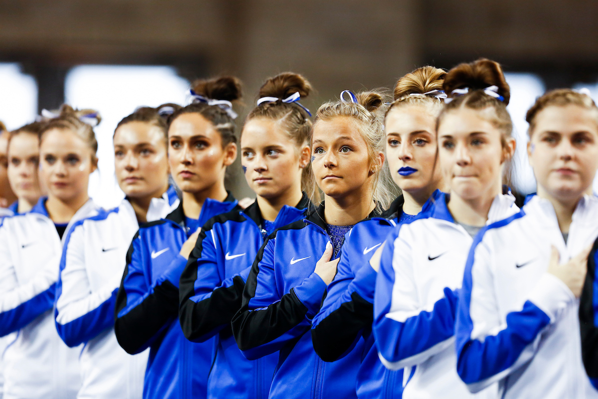 Mollie Korth.

Gymnastics blue-white meet.

Photo by Hannah Phillips | UK Athletics