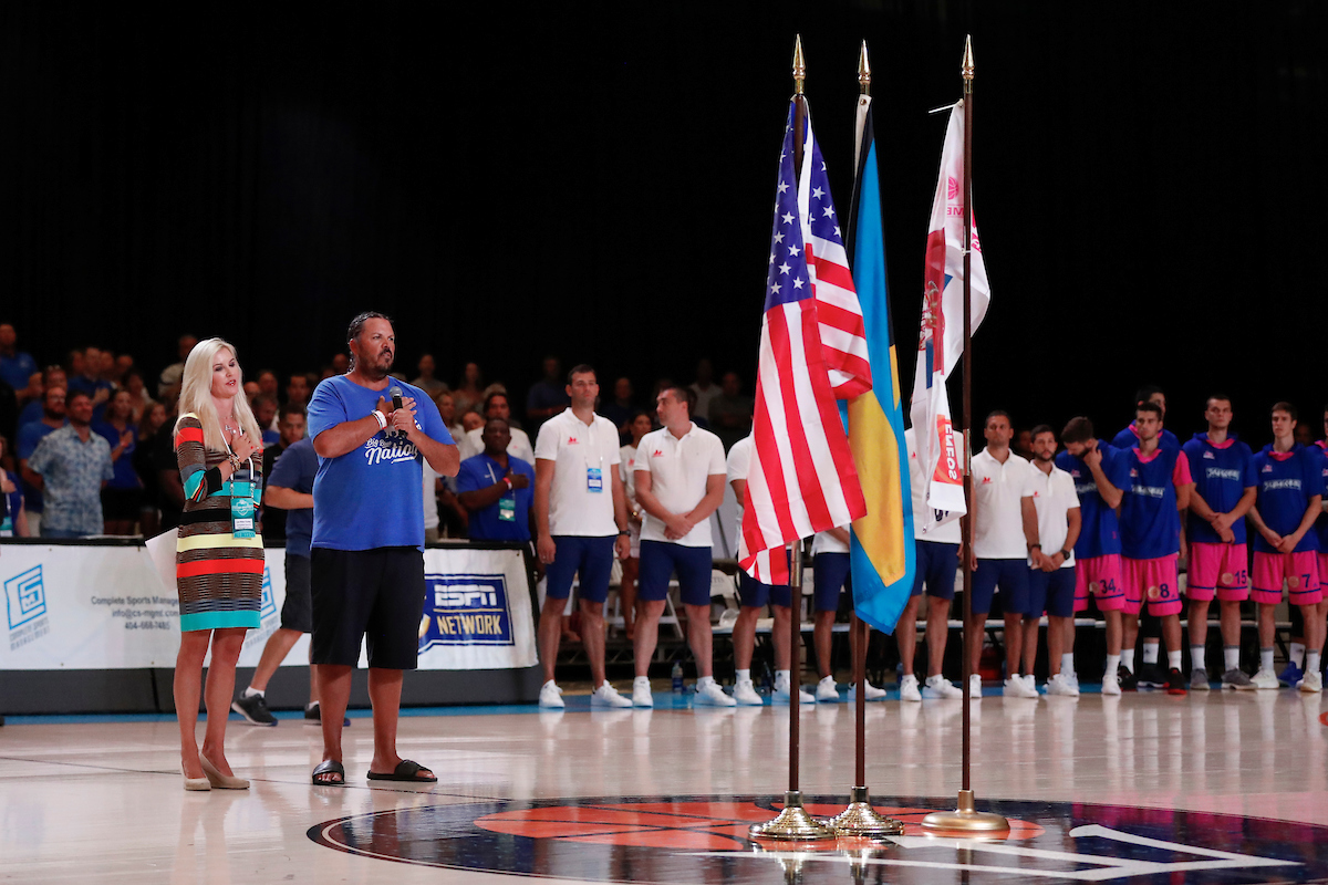 National Anthem.

The University of Kentucky men's basketball team beat Serbia's Mega Bemax 100-64 at the Atlantis Imperial Arena in Paradise Island, Bahamas, on Saturday, August11, 2018.

Photo by Chet White | UK Athletics