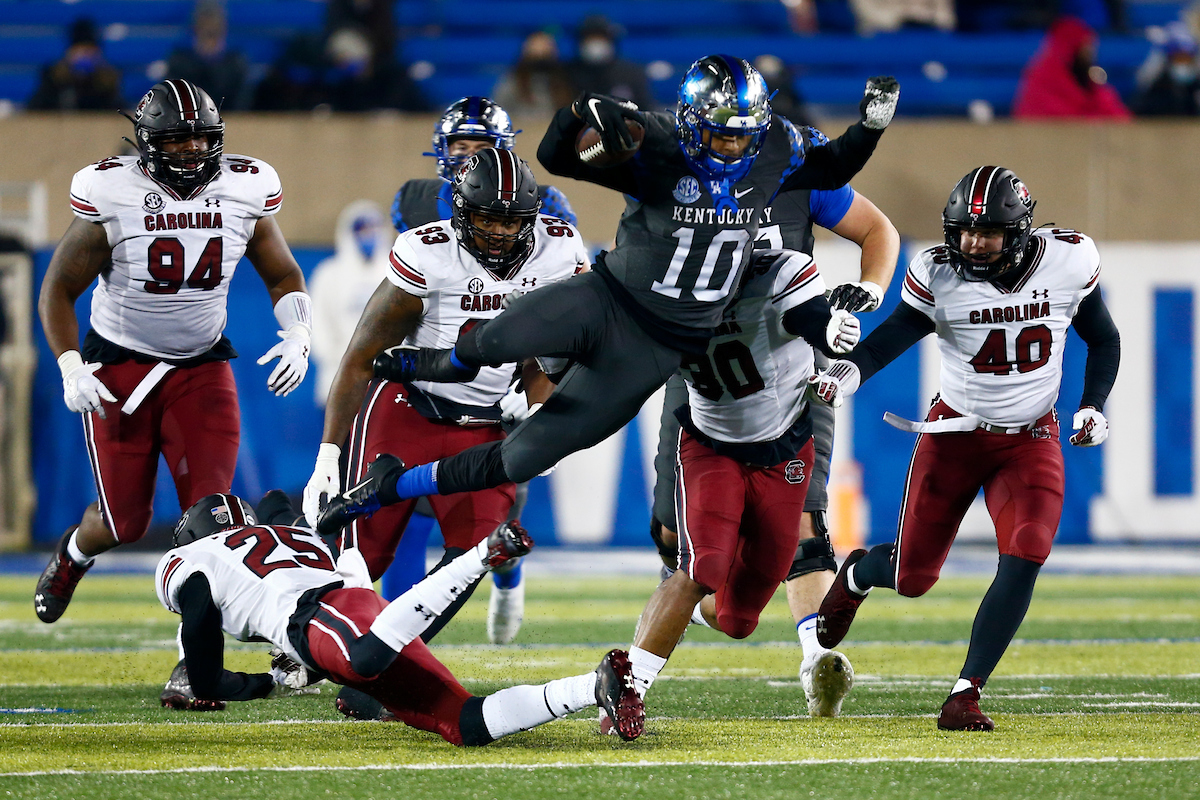 A.J. Rose Jr. 

Kentucky beats South Carolina, 41-18. 

Photo By Barry Westerman | UK Athletics
