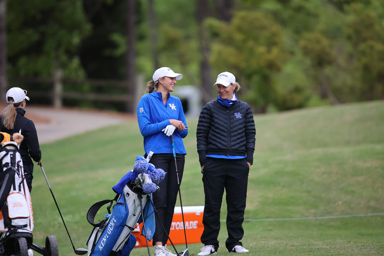 Golda Borst and Marissa Wenzler at the 2021 SEC Women's Golf Championship at Greystone Golf & Country Club in Birmingham, Alabama.

Photo by Jimmy Mitchell/SEC.