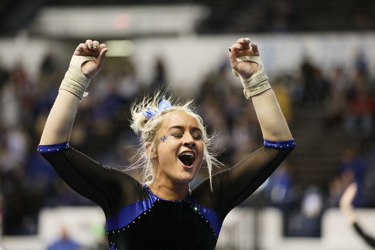 ALEX HYLAND.

The University of Kentucky gymnastics team defeats Missouri on Friday, February 23, 2018 at Memorial Coliseum in Lexington, Ky.

Photo by Elliott Hess | UK Athletics