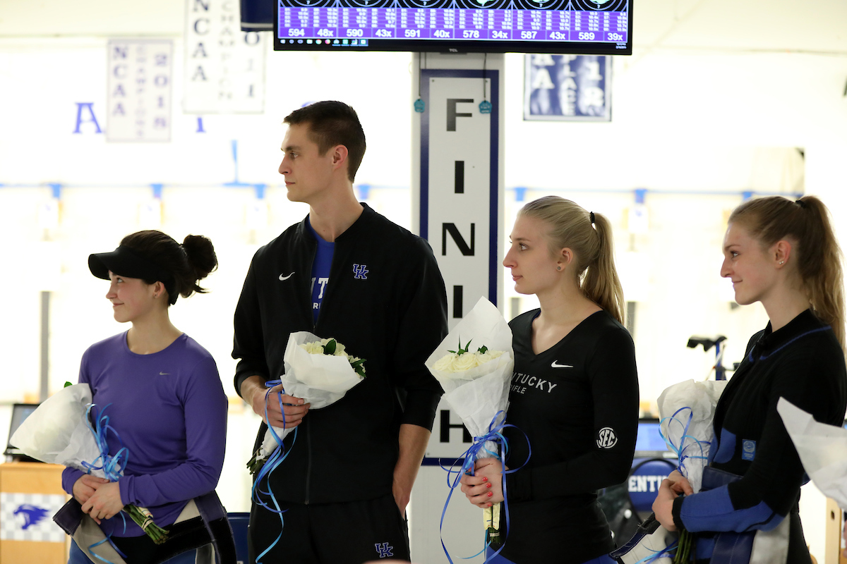 Cathryn Papasodora. Jason Spaude. Carmen Fry. Hanna Carr.

UK Rifle hosts Morehead State on Senior Day.

Photo by Quinn Foster | UK Athletics