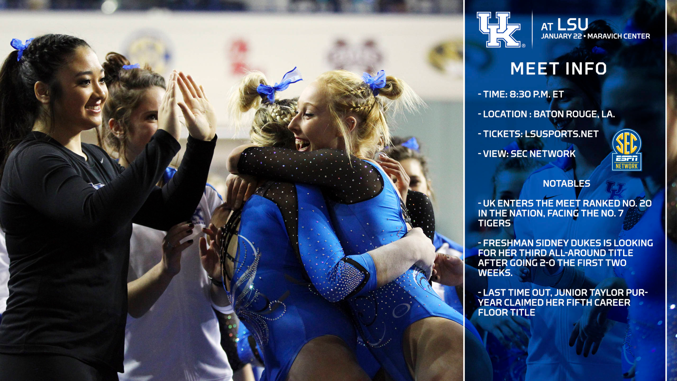 No. 20 UK Gymnastics Travels to No. 7 LSU for Meet Friday