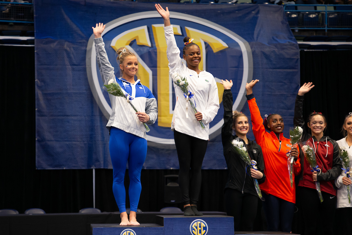 Mollie Korth.


Gymnastics scores 196.225 at SEC Championship.

 
Photo by Elliott Hess | UK Athletics