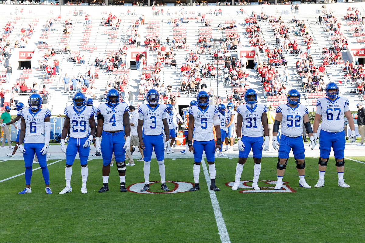 TEAM CAPTAINS.

Kentucky falls to Alabama, 63-3.

Photo by Elliott Hess | UK Athletics