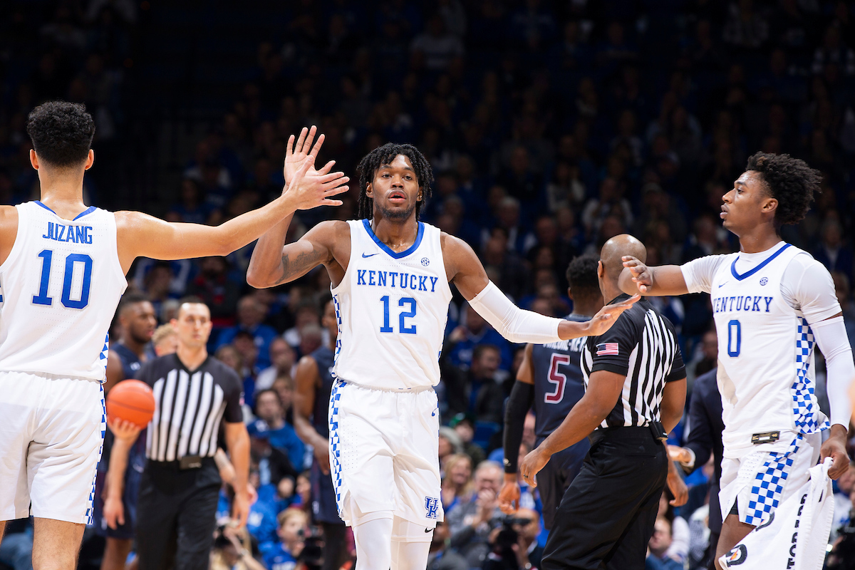 Johnny Juzang. Keion Brooks Jr. Ashton Hagans.

Kentucky beat Fairleigh Dickinson.

Photo by Chet White | UK Athletics
