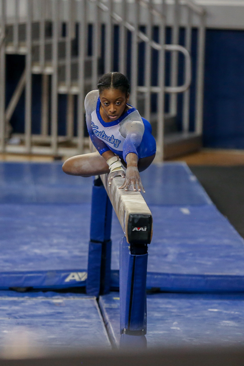 Cally Nixon.

Kentucky beats LSU 197.100 - 196.800.

Photo by Sarah Caputi | UK Athletics