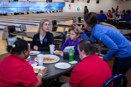 UK athletes bowl with members of Special Olympics at Collins Bowling Alley on , Saturday Dec. 8, 2018  in Lexington, Ky. Photo by Mark Mahan