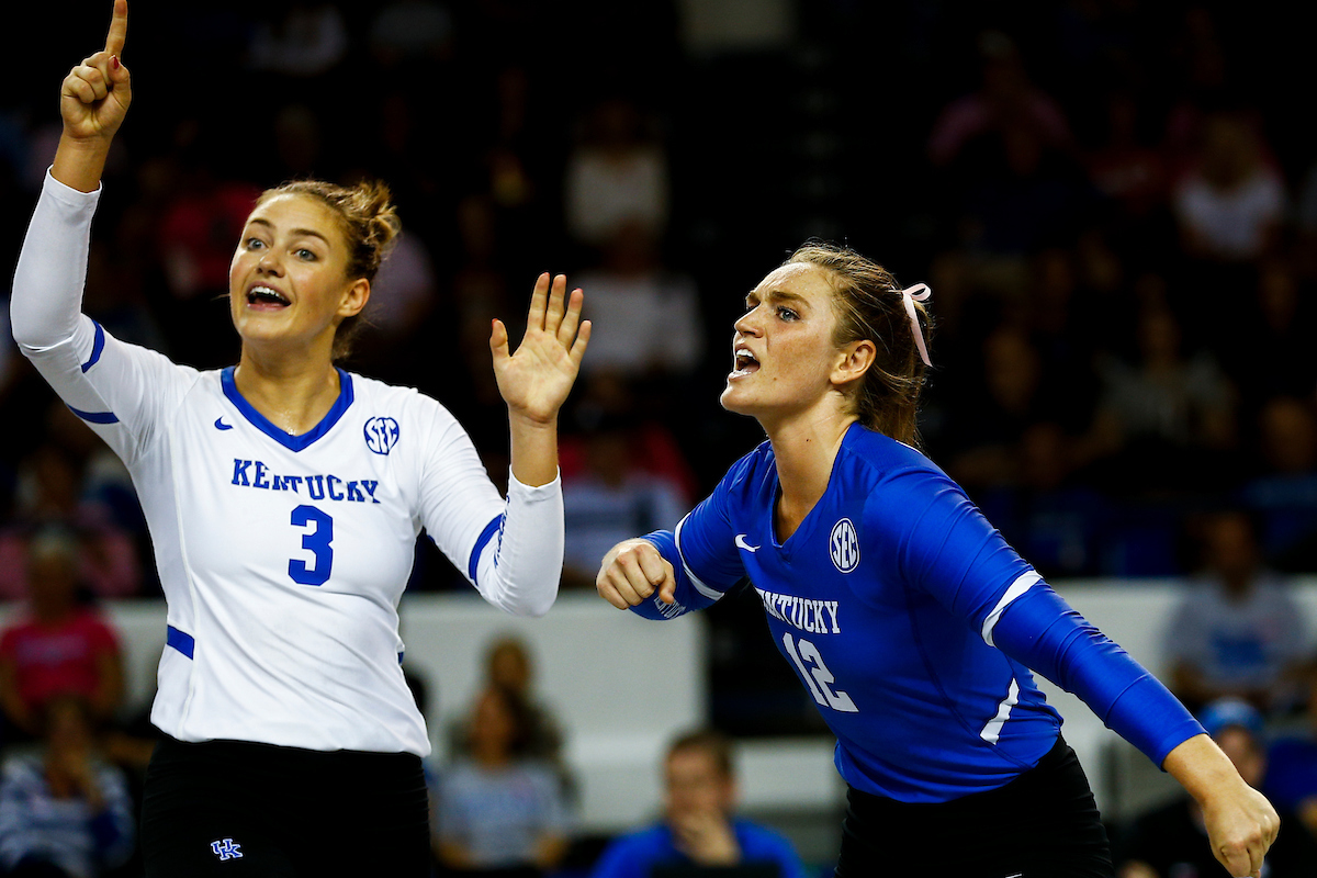 Madison Lilley. Gabby Curry.

UK Volleyball falls to Georgia 2-3. 

Photo by Isaac Janssen | UK Athletics