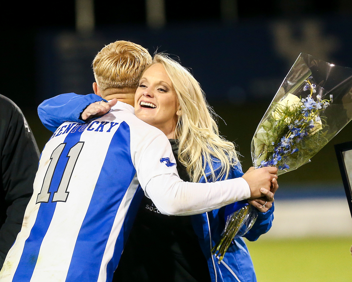 Mason Visconti, Taylor Spyker.

Kentucky MSOC Recognizes 14 Seniors.

Photo by Grace Bradley | UK Athletics
