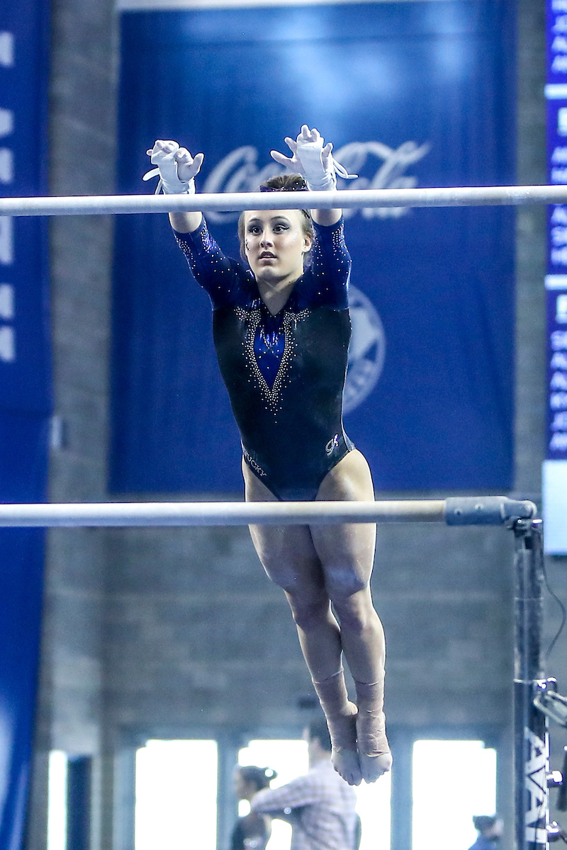 Raena Worley.

Kentucky defeats Mizzou 197.450-196.875.

Photo by Sarah Caputi | UK Athletics