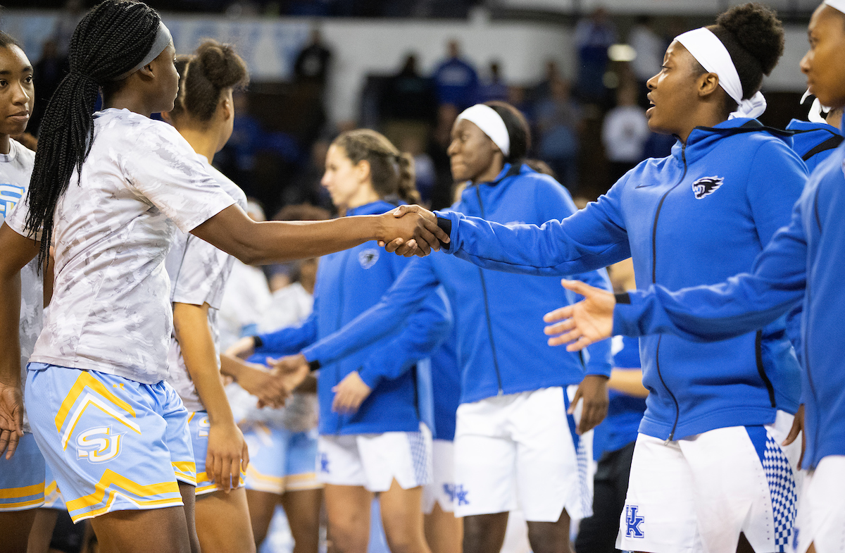 Team.

UK women's basketball beat Southern 91-41.

Photo by Chet White | UK Athletics