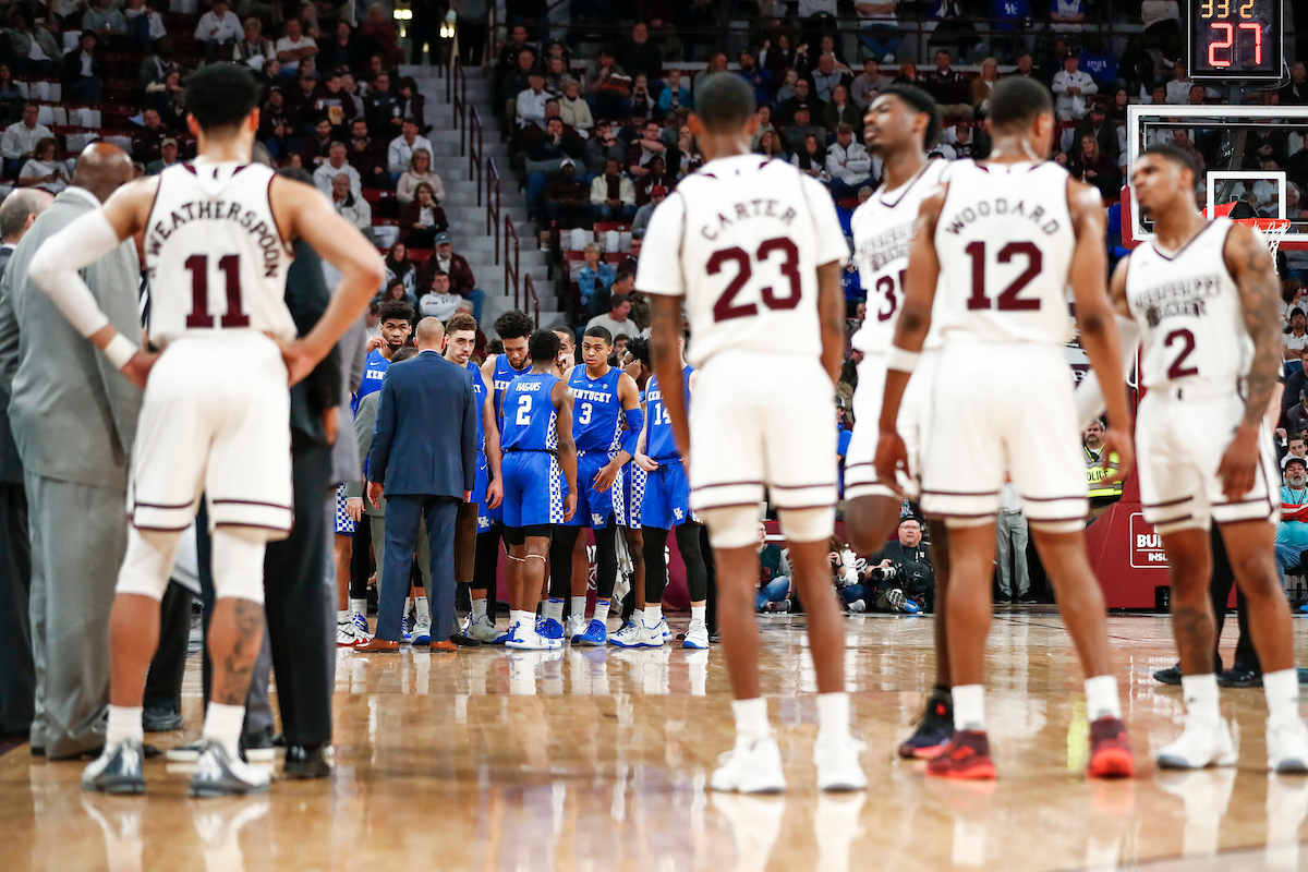 Team.

Kentucky beat Mississippi State 71-67 at Humphrey Coliseum in Starkville, MS.

Photo by Chet White | UK Athletics