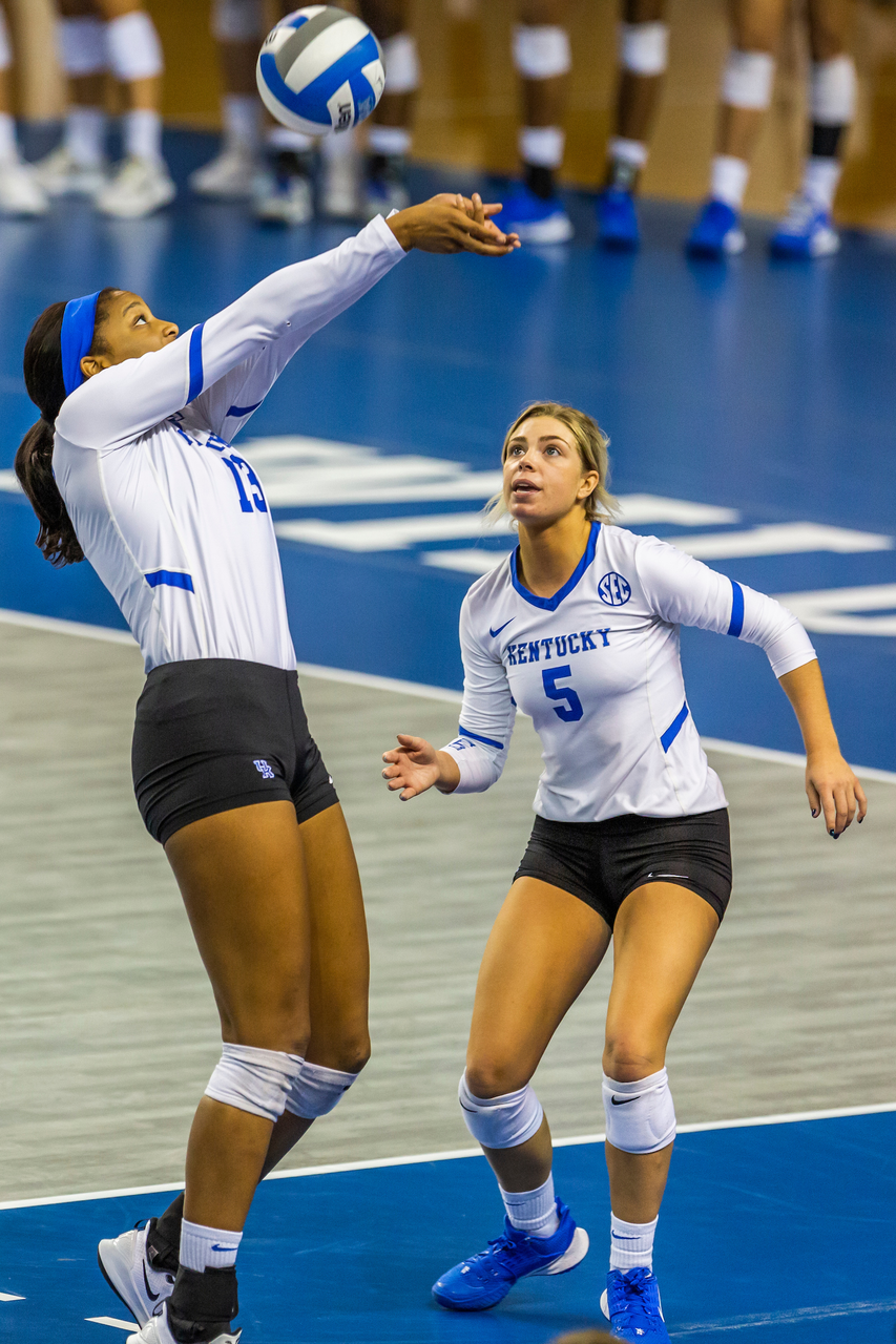 Leah Edmond and Lauren Tharp.

UK sweeps LSU 3-0.

Photo by Grant Lee | UK Athletics