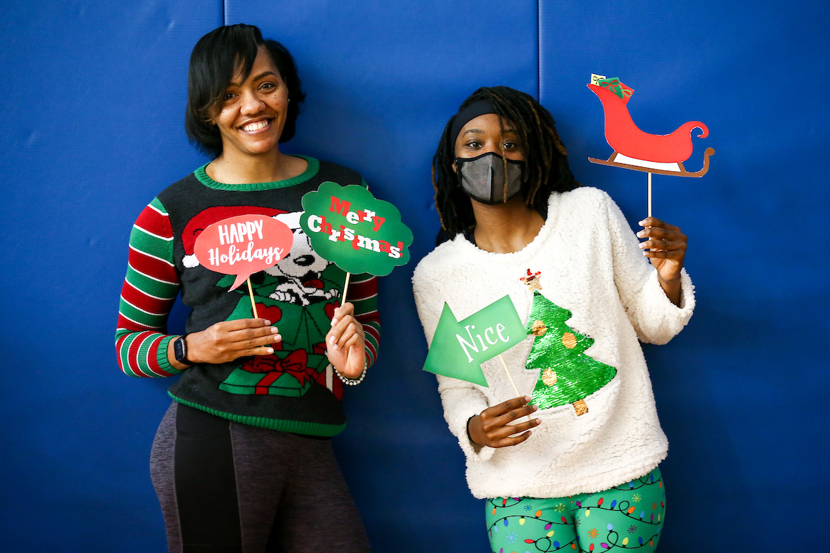 Tiffany Hayden. Aisha Foy. 

Kentucky WBB Christmas Party.

Photo by Eddie Justice | UK Athletics