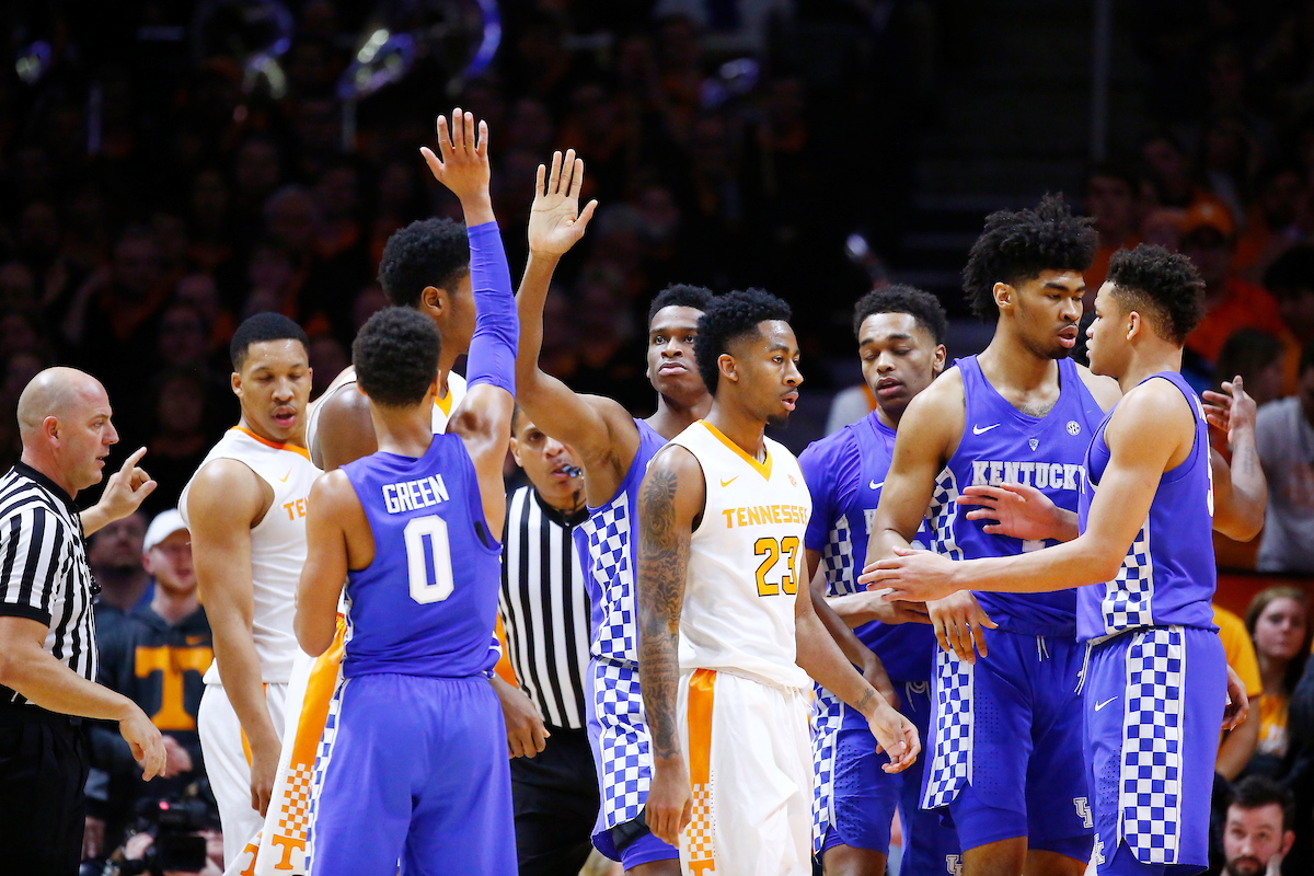 Quade Green. Shai Gilgeous-Alexander.

The University of Kentucky men's basketball team falls to Tennessee 76-65 on Saturday, January 6, 2018, at Thompson-Boling Arena in Knoxville, TN.

Photo by Chet White | UK Athletics