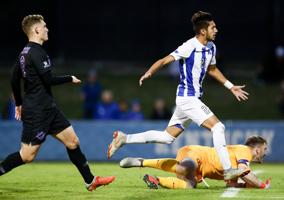 KALIL ELMEDKHAR.

Men's soccer beats Portland, 4-0.


Photo by Elliott Hess | UK Athletics