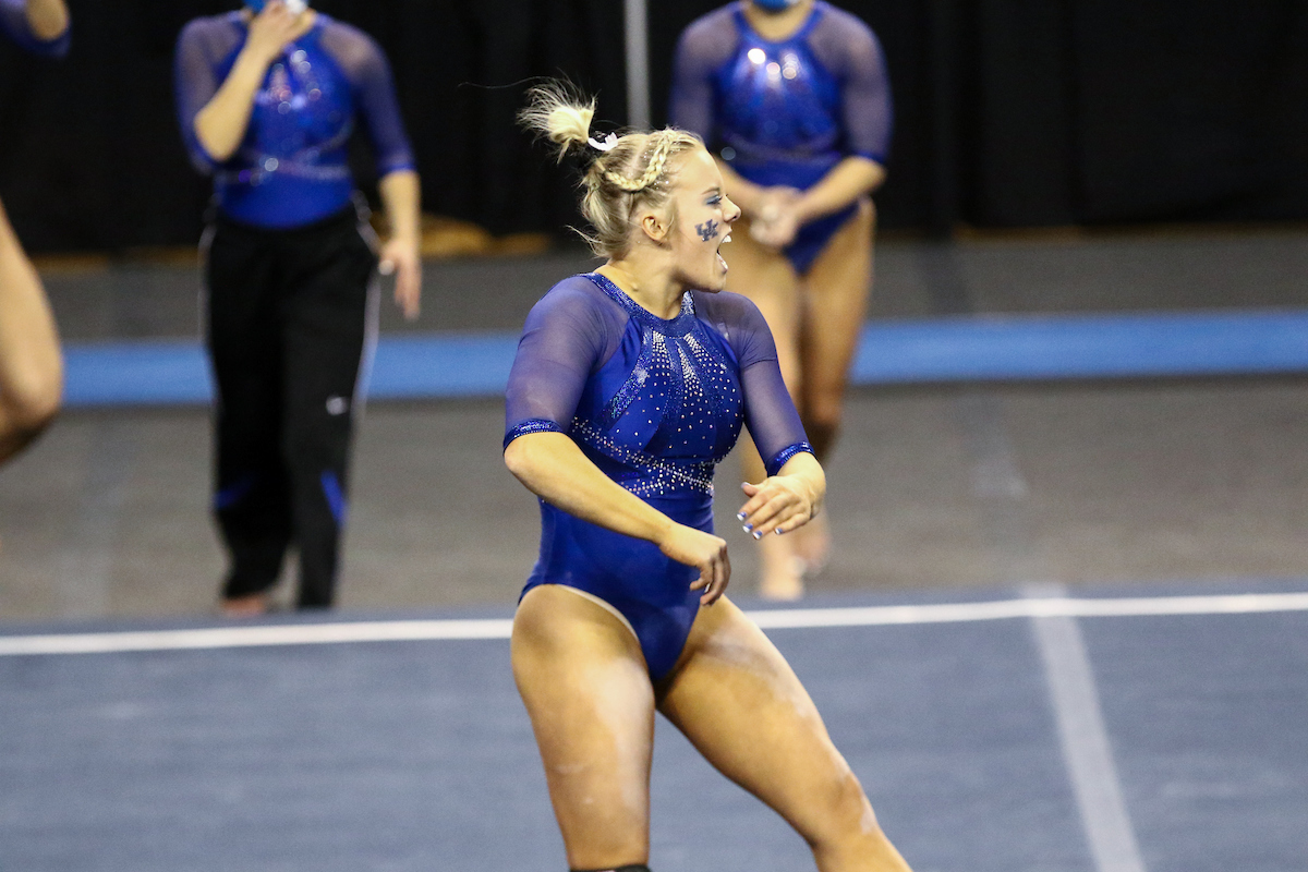 Bailey Bunn.

Kentucky fall to Alabama 196.775 - 196.350.

Photo by Sarah Caputi | UK Athletics