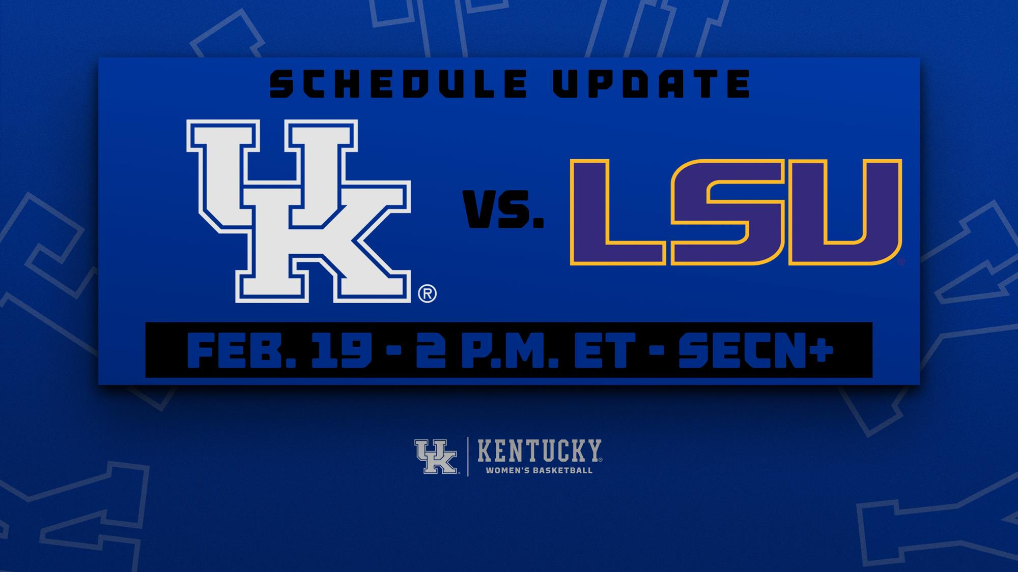 Kentucky-LSU WBB Postponed to Friday at 2 p.m. ET