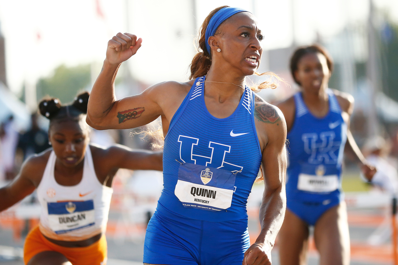 Jasmine Camacho-Quinn.

Day three of the 2018 SEC Outdoor Track and Field Championships on Sunday, May 13, 2018, at Tom Black Track in Knoxville, TN.

Photo by Chet White | UK Athletics