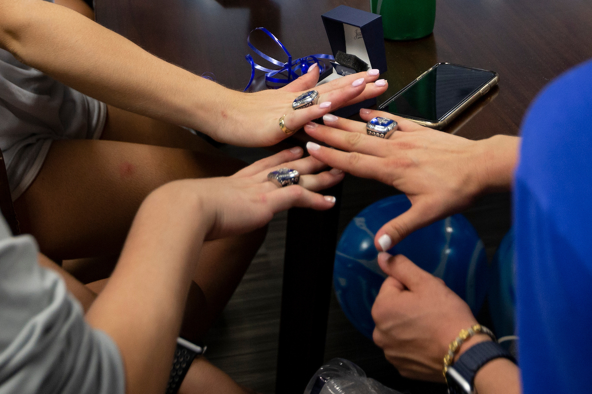 Kentucky Volleyball receives their National Championship rings.

Photo by Grace Bradley | UK Athletics