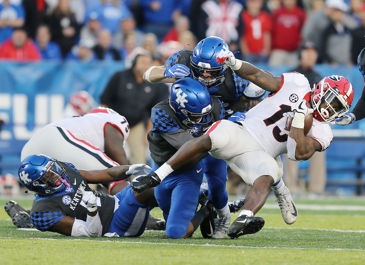 Mike Edwards, Kash Daniel

Georgia beats UK 34-17.

Photo by Britney Howard | UK Athletics