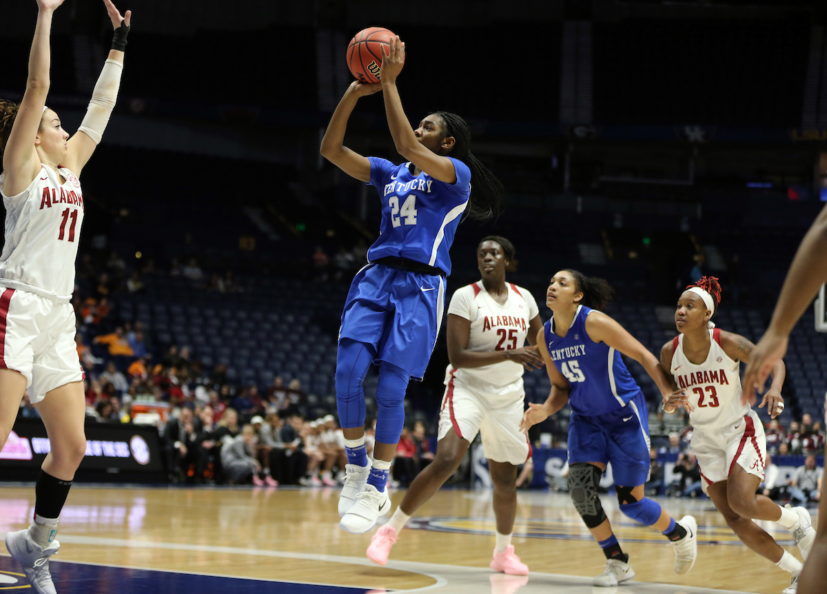 Taylor Murray

The University of Kentucky women's basketball team beat Alabama in the SEC Tournament on Thursday, March 1, 2018 at Bridgestone Arena in Nashville, TN.

Photo by Britney Howard | UK Athletics