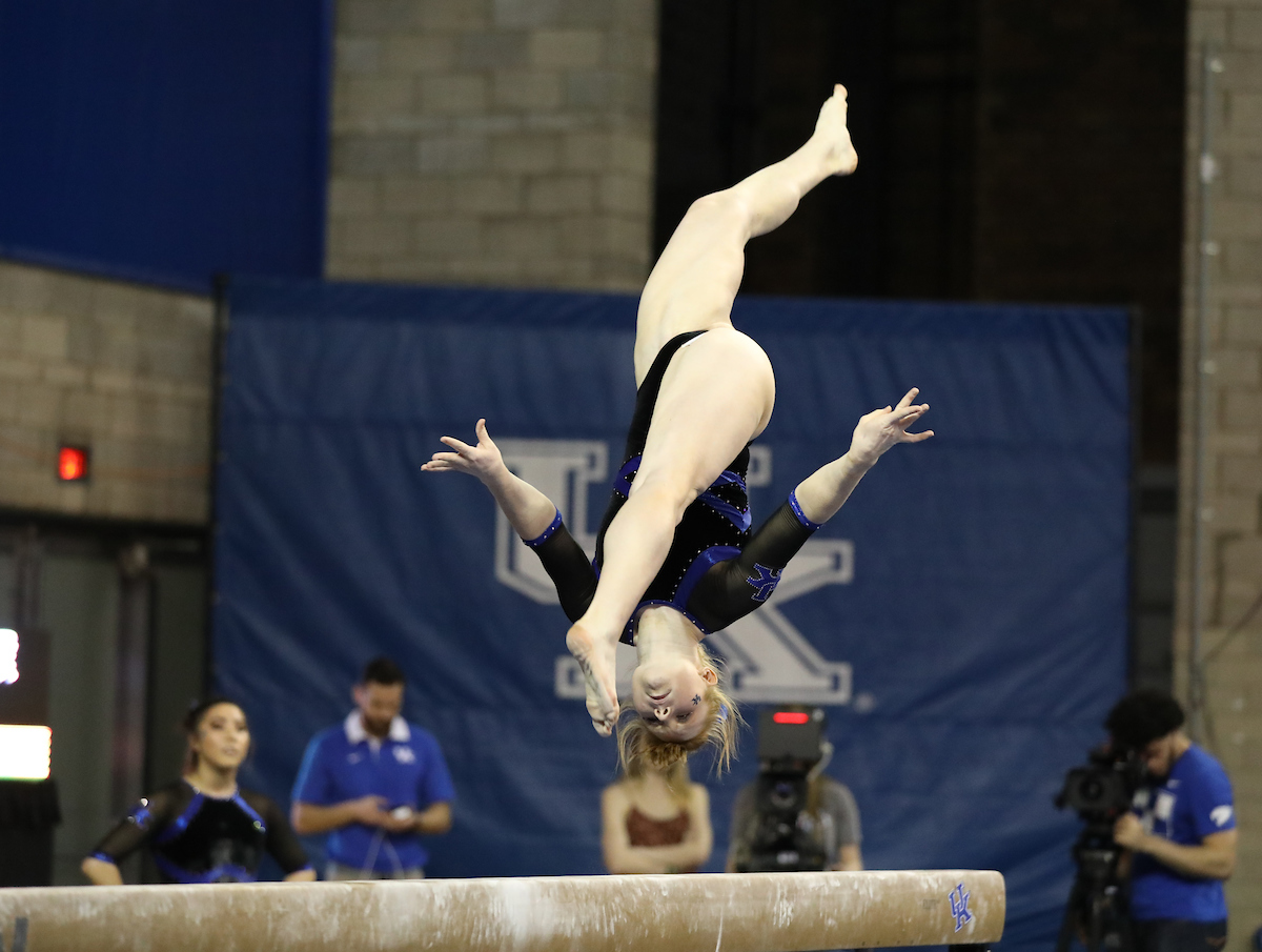 SIDNEY DUKES.

The University of Kentucky gymnastics team defeats Missouri on Friday, February 23, 2018 at Memorial Coliseum in Lexington, Ky.

Photo by Elliott Hess | UK Athletics