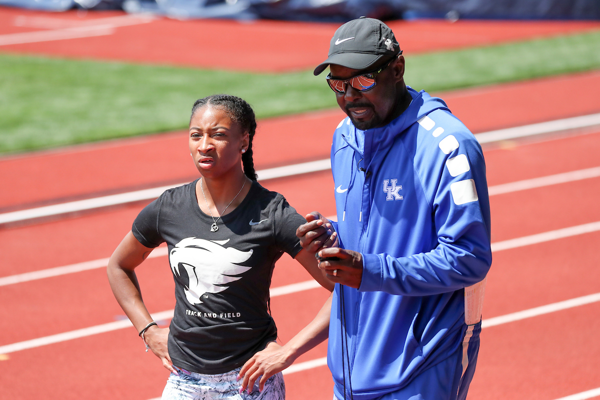 Faith Ross. Edrick Floreal. 

NCAA Track and Field Outdoor National Championships. Eugene, Oregon. Tuesday, June 5, 2018.

Photo by Chet White | UK Athletics
