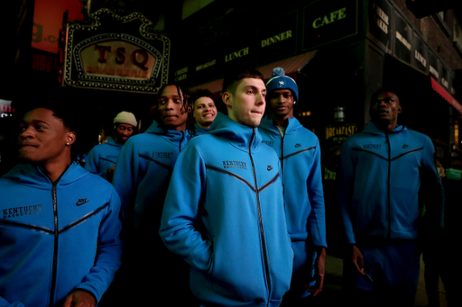 Kareem Watkins. Davion Mintz. TyTy Washington Jr. Kellan Grady. CJ Fredrick. Daimion Collins. Oscar Tshiebwe.

New York.

Photos by Chet White | UK Athletics