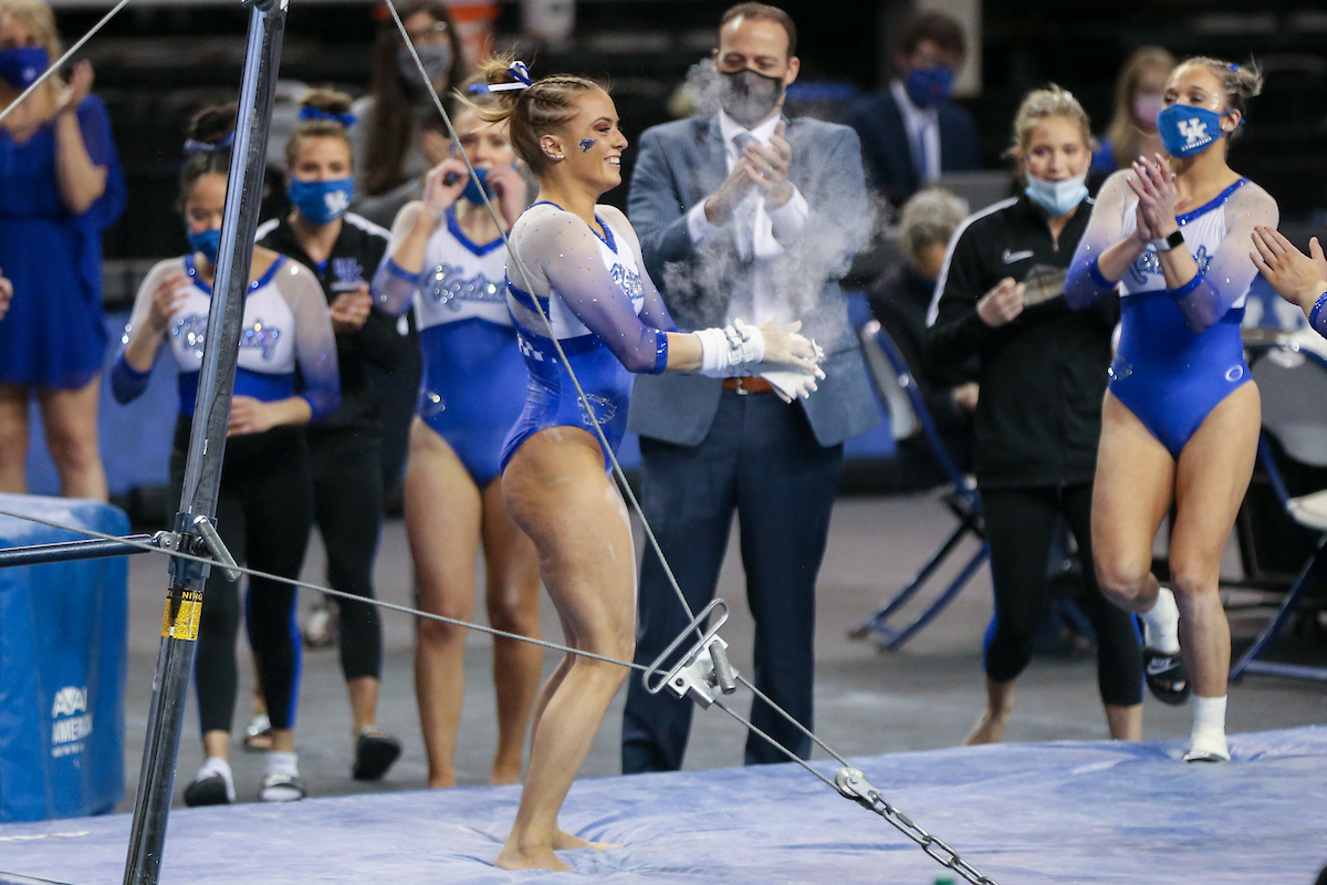 Josie Angeny.

Kentucky beats LSU 197.100 - 196.800.

Photo by Sarah Caputi | UK Athletics